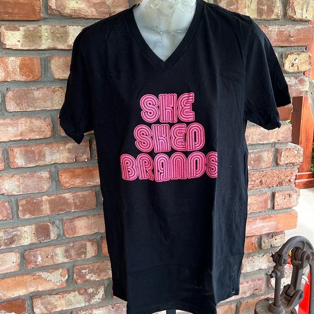 Bella canvas graphic design She Shed Brands. Black W/ pink deco letters …